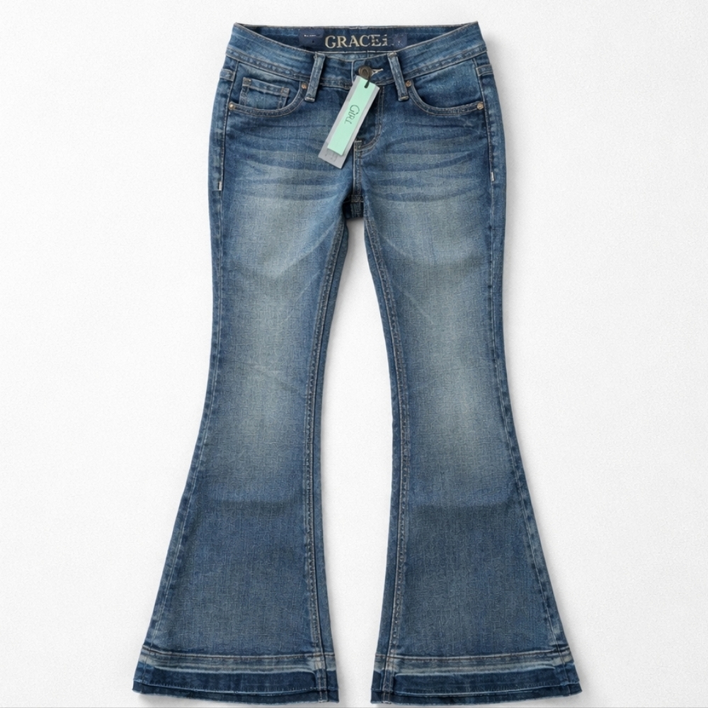 Grace in LA Girls Blue Flared Jeans Size 8 NWT